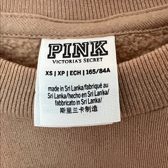 PINK Victoria's Secret Light Brown T-Shirt in a Sweatshirt Material Size XS - Picture 2 of 3